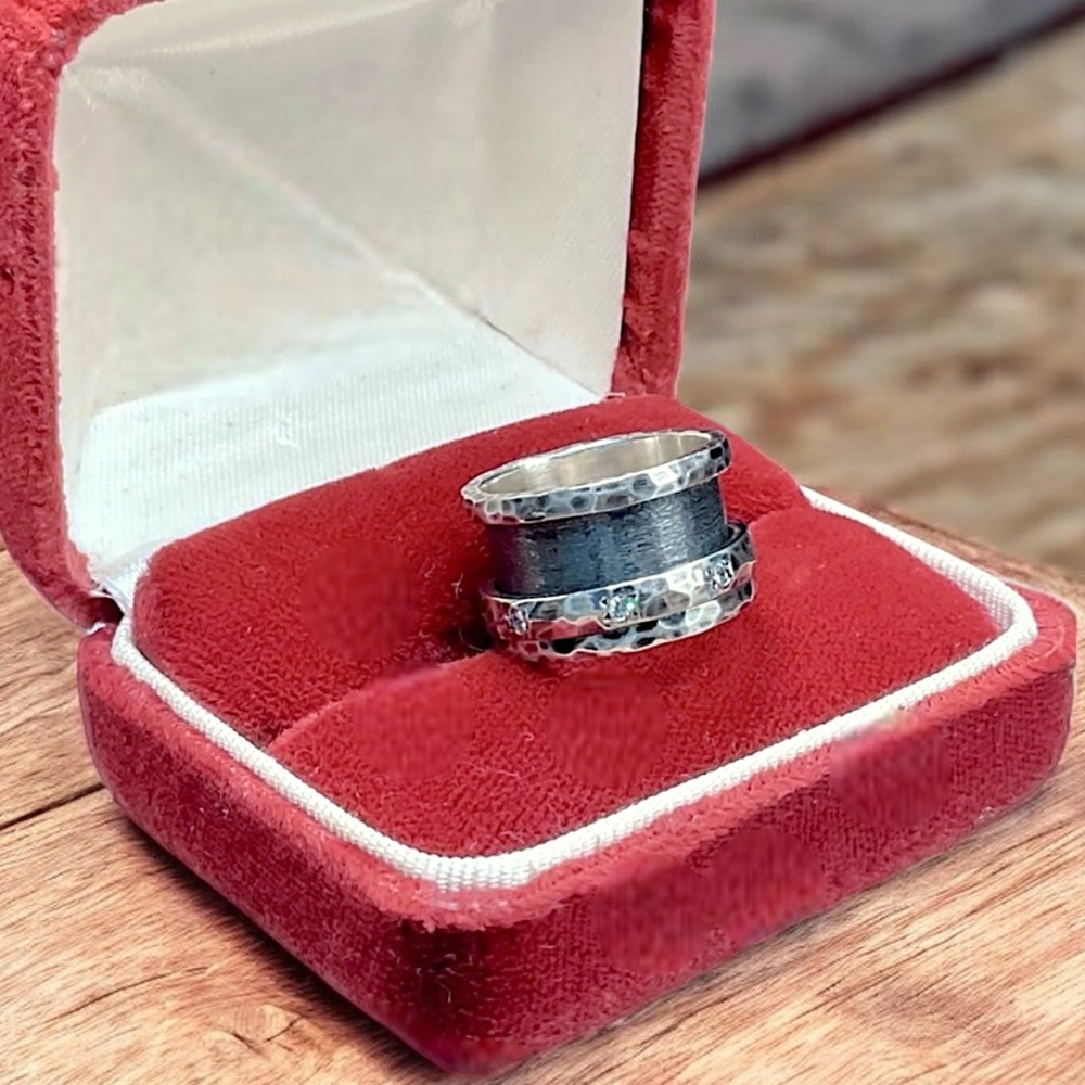 🌺D. Tishbi Wide Sterling and Gemstone Spinner Ring-NEW